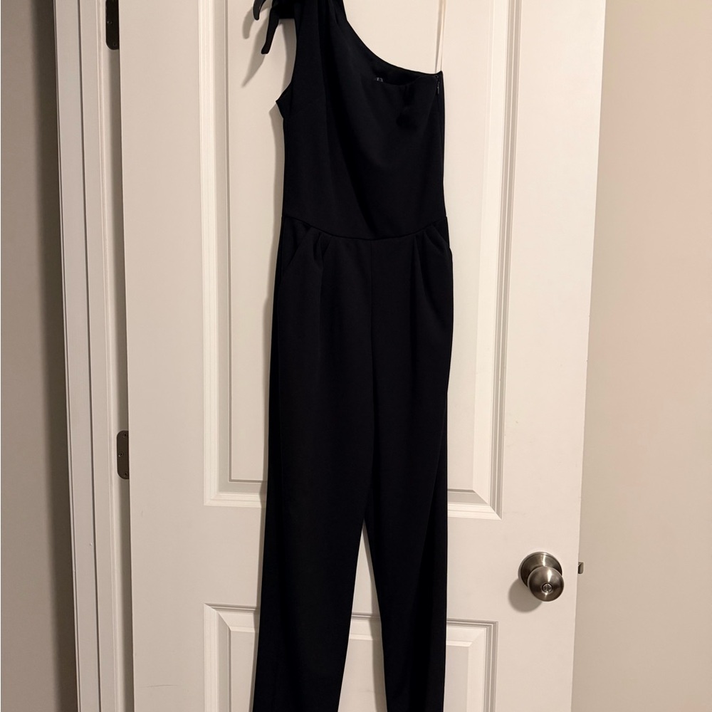 Aqua Black One-Shoulder Jumpsuit